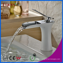 Fyeer White Paint Waterfall Brass Basin Faucet